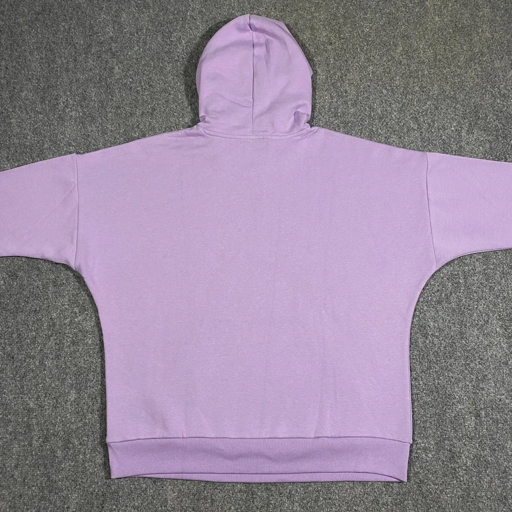 Adidas Trefoil Floral Logo Hoodie Womens L Pastel Purple Plum Pullover Fleece